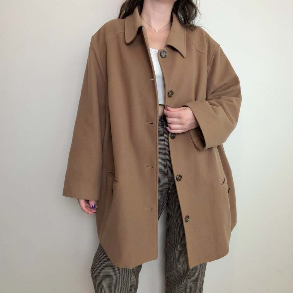 Vintage Plus Size Camel Wool Coat
